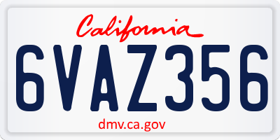 CA license plate 6VAZ356