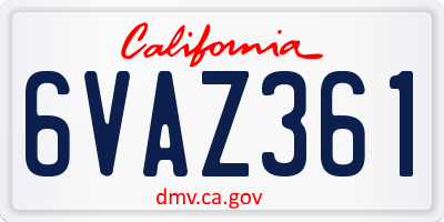 CA license plate 6VAZ361