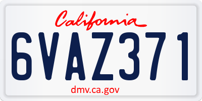 CA license plate 6VAZ371
