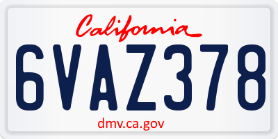CA license plate 6VAZ378