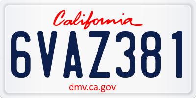 CA license plate 6VAZ381