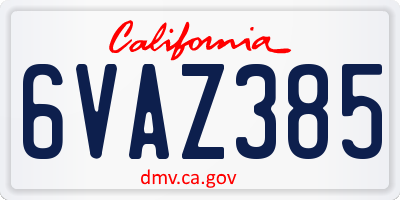 CA license plate 6VAZ385
