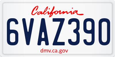 CA license plate 6VAZ390