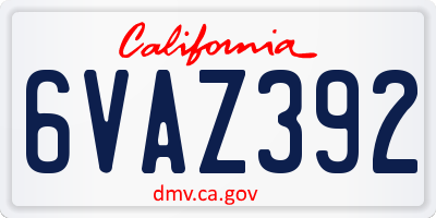 CA license plate 6VAZ392