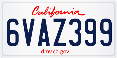 CA license plate 6VAZ399