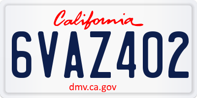 CA license plate 6VAZ402