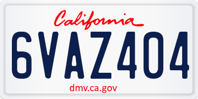 CA license plate 6VAZ404