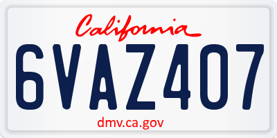 CA license plate 6VAZ407