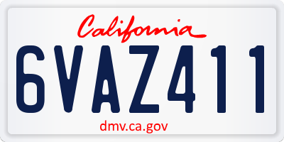 CA license plate 6VAZ411