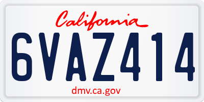 CA license plate 6VAZ414