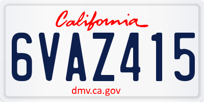 CA license plate 6VAZ415