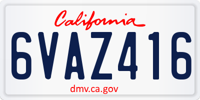 CA license plate 6VAZ416