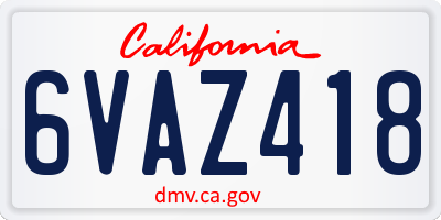 CA license plate 6VAZ418