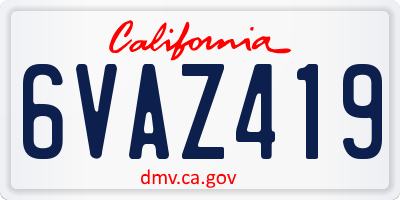 CA license plate 6VAZ419
