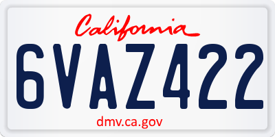 CA license plate 6VAZ422