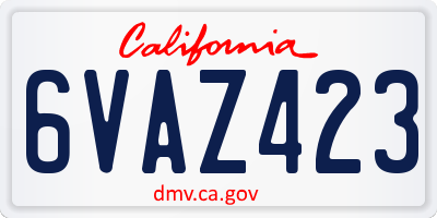 CA license plate 6VAZ423