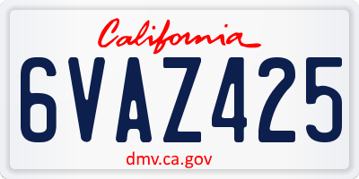 CA license plate 6VAZ425