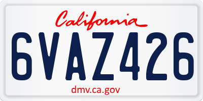 CA license plate 6VAZ426