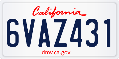 CA license plate 6VAZ431