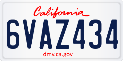 CA license plate 6VAZ434