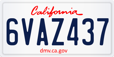 CA license plate 6VAZ437