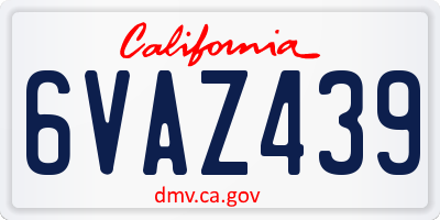 CA license plate 6VAZ439