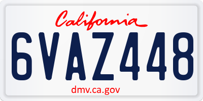 CA license plate 6VAZ448