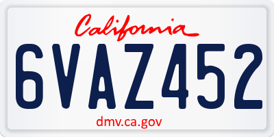 CA license plate 6VAZ452