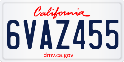 CA license plate 6VAZ455