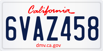 CA license plate 6VAZ458