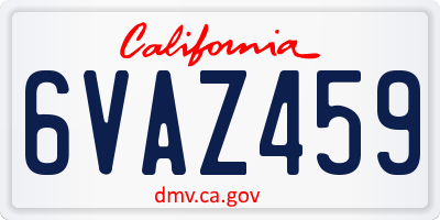 CA license plate 6VAZ459