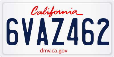 CA license plate 6VAZ462