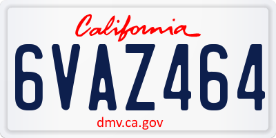 CA license plate 6VAZ464