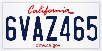 CA license plate 6VAZ465