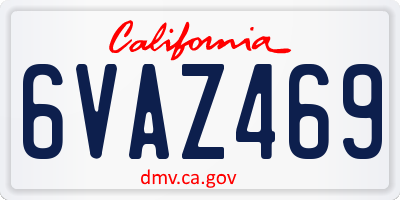 CA license plate 6VAZ469