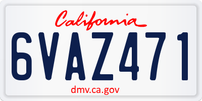 CA license plate 6VAZ471