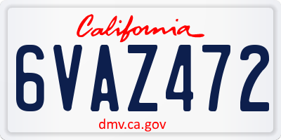 CA license plate 6VAZ472