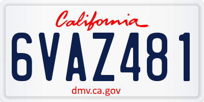 CA license plate 6VAZ481