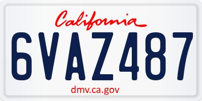 CA license plate 6VAZ487