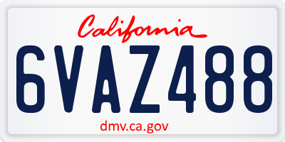 CA license plate 6VAZ488