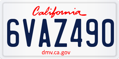 CA license plate 6VAZ490