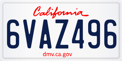 CA license plate 6VAZ496