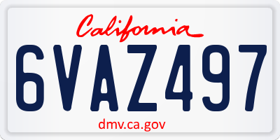 CA license plate 6VAZ497
