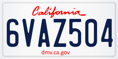 CA license plate 6VAZ504