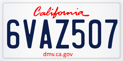 CA license plate 6VAZ507
