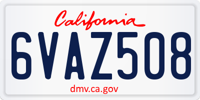CA license plate 6VAZ508