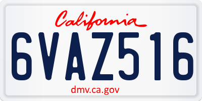 CA license plate 6VAZ516