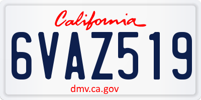 CA license plate 6VAZ519