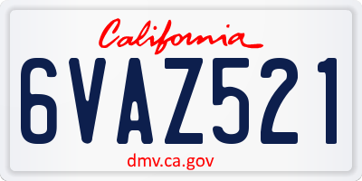 CA license plate 6VAZ521