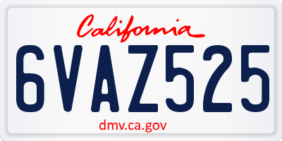 CA license plate 6VAZ525